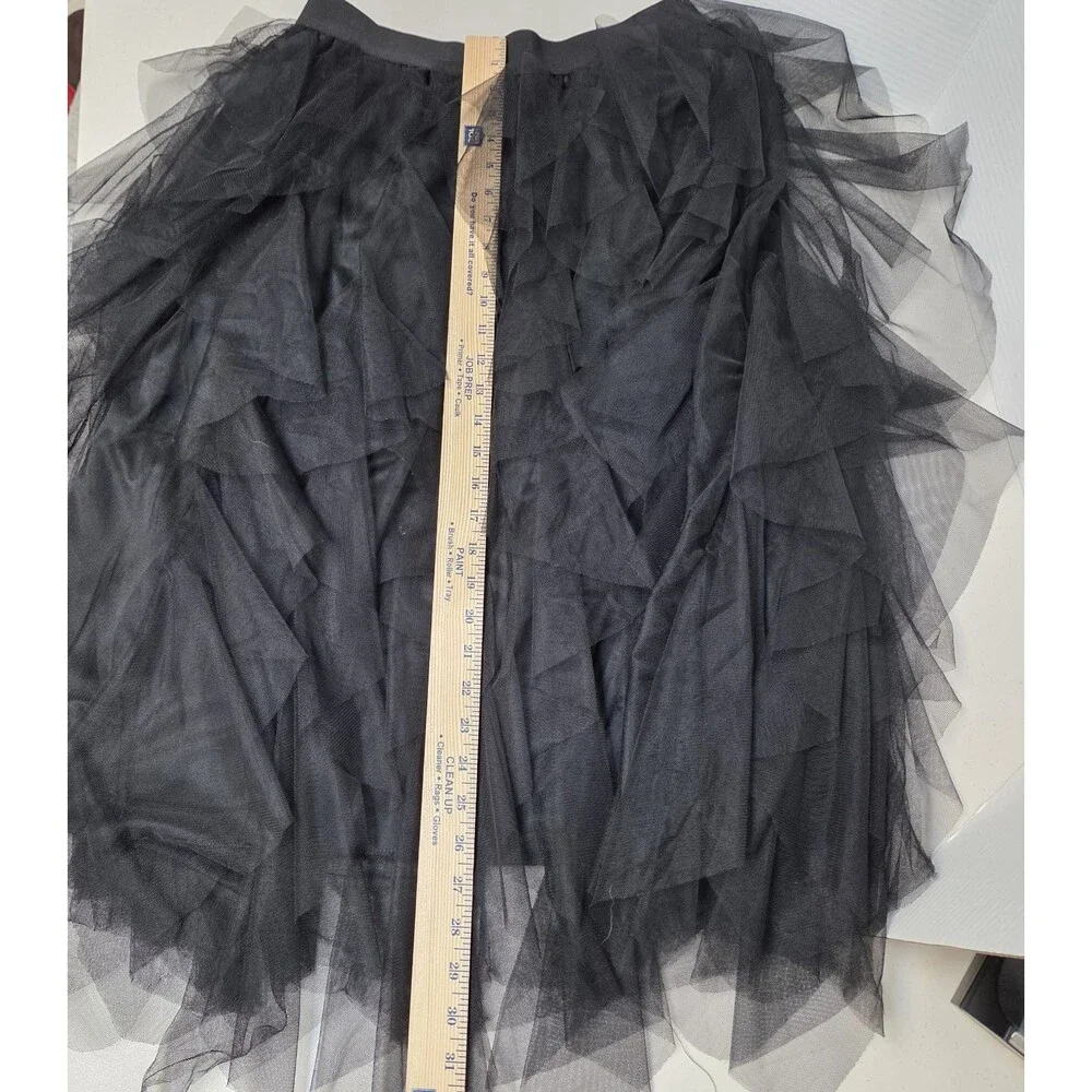Unbranded Black Layered Tulle Broomstick Skirt Sz Lg Witchy Fairy Whimsy Goth - Picture 2 of 4